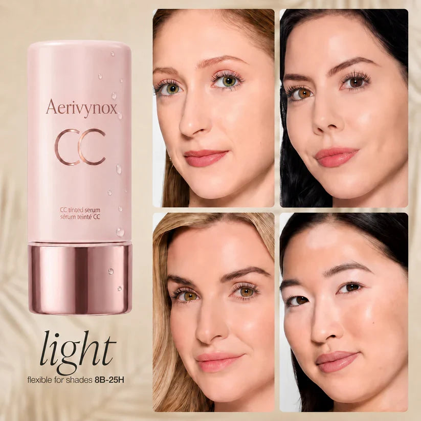 summer skin essentials - CC color-correcting tinted serum + creaseless SPF 30 mineral setting powder