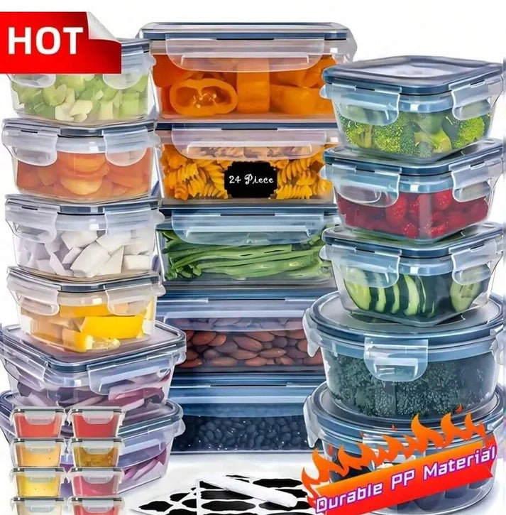 22/24/32/48 Pack Food Storage Containers With Airtight Lids, Meal Prep Containers, Lunch Office Meal For Freezer And Dishwasher.（food-grade PP）